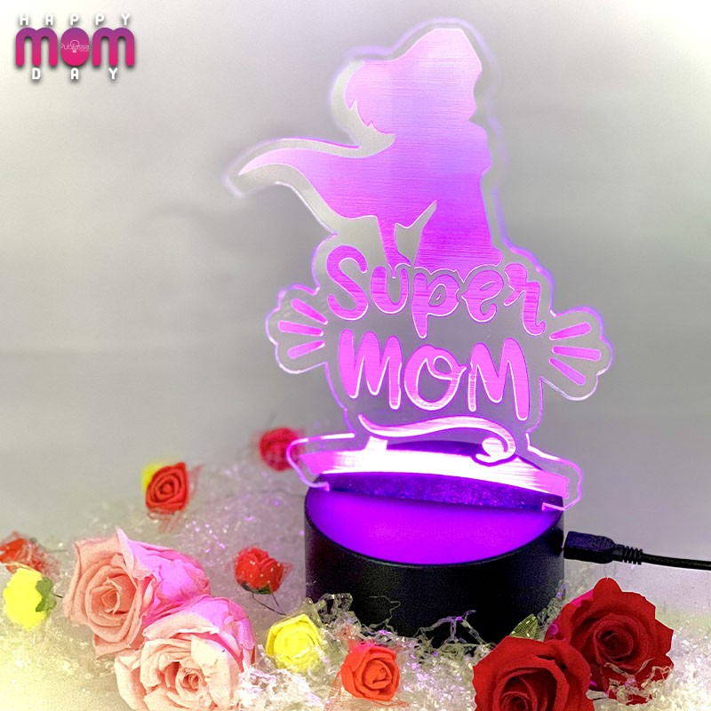 Super Mom - Festa della mamma - Lampada Led RGB - plexiglass