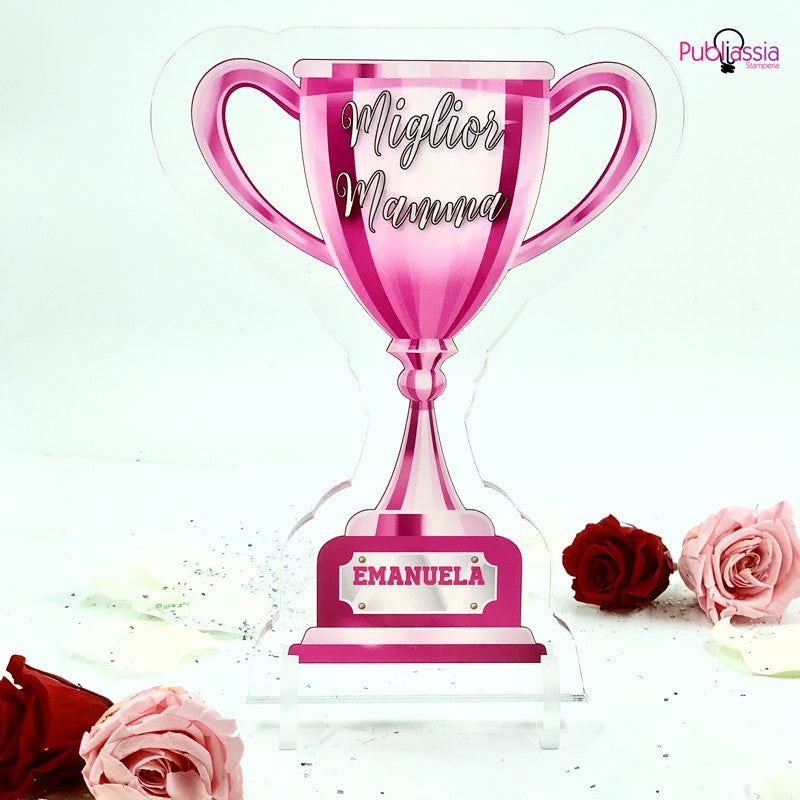 Trofeo Miglior Mamma - plexiglass personalizzato con nome - Idea regalo festa della mamma