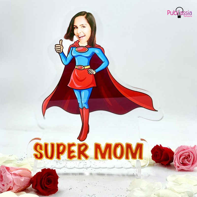 Super Mom - plexiglass personalizzato con foto - Idea regalo festa della mamma