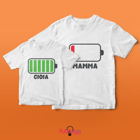 Low Battery - Festa della mamma - Coppia t-shirt personalizzate