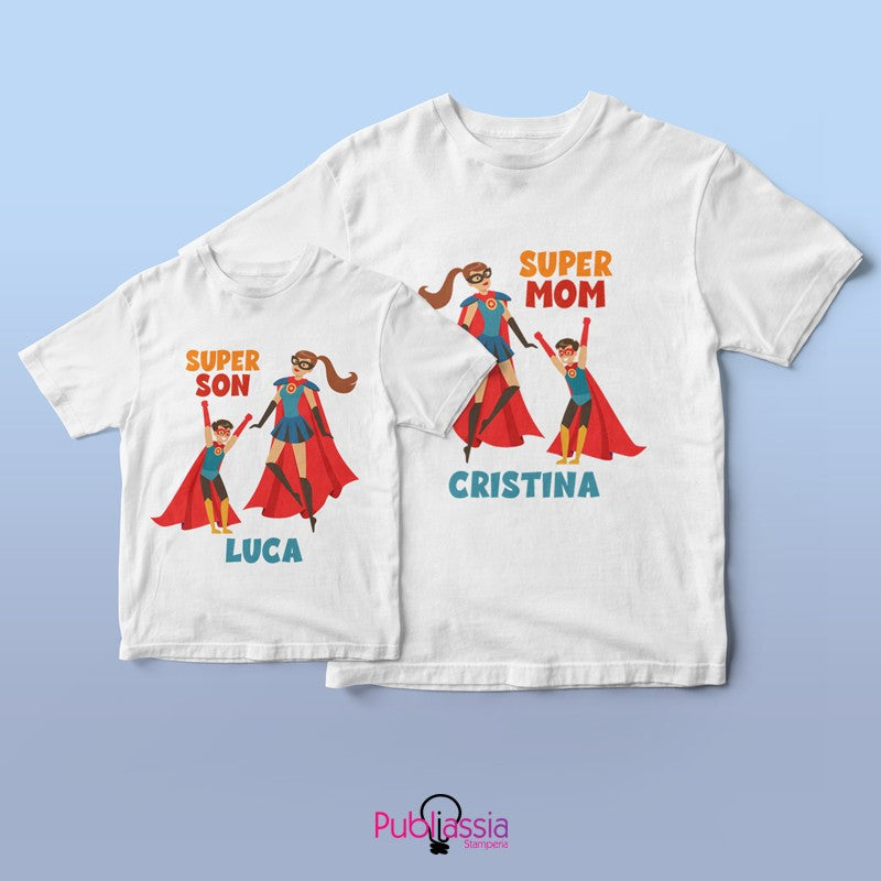 Super Mom & Super Son - Festa della mamma - Coppia t-shirt personalizzate