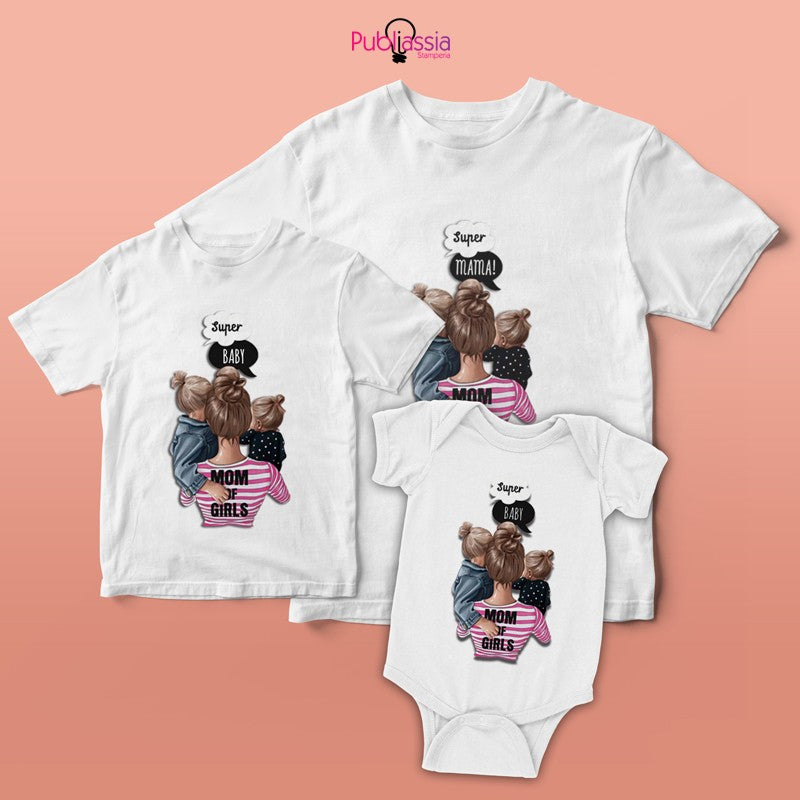 Mom with two babies - Festa della mamma - Tris family - t-shirt e bodino personalizzati