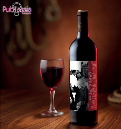 Forever Love - Bottiglia di Vino Personalizzata con Foto e frase – Idea Regalo San Valentino