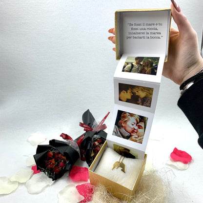 Mini Box con collana - Scatola con personalizzazione iniziali in plexiglass e foto.