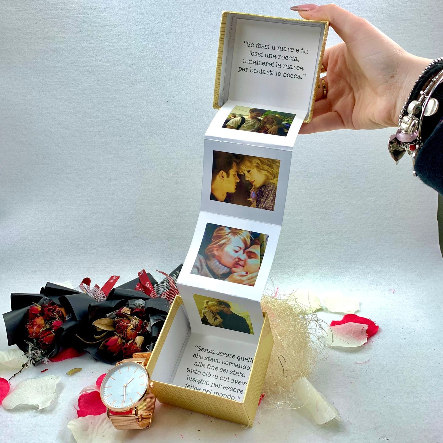 Mini Box con orologio - Scatola con personalizzazione iniziali in plexiglass e foto.