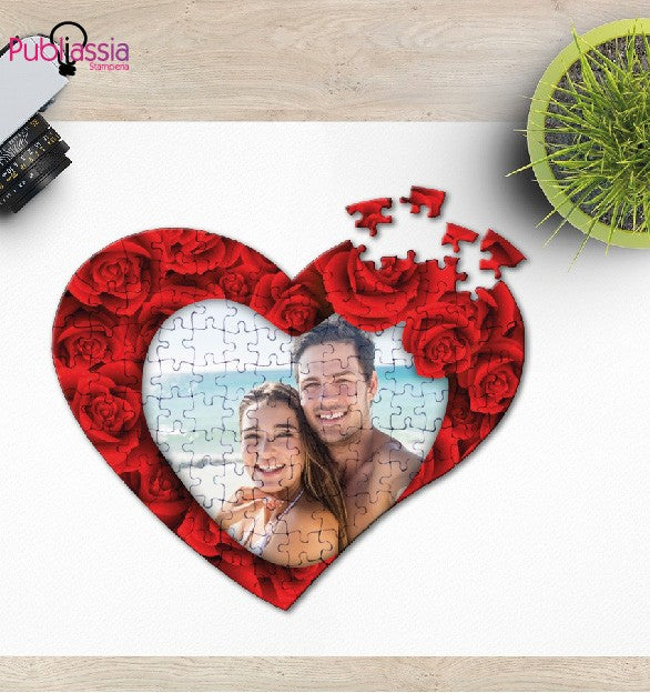 Happy Valentine's Day - Puzzle A Cuore Personalizzato Con Foto