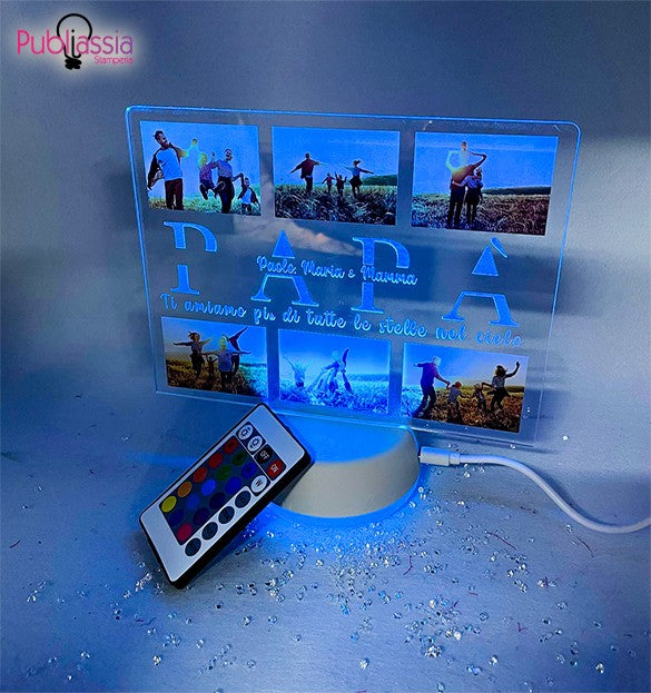 Quadretto festa del papà - Lampada Led RGB - plexiglass