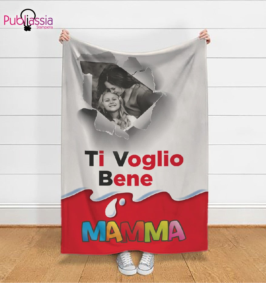 La mia dolce mamma - Plaid in pile personalizzato con foto